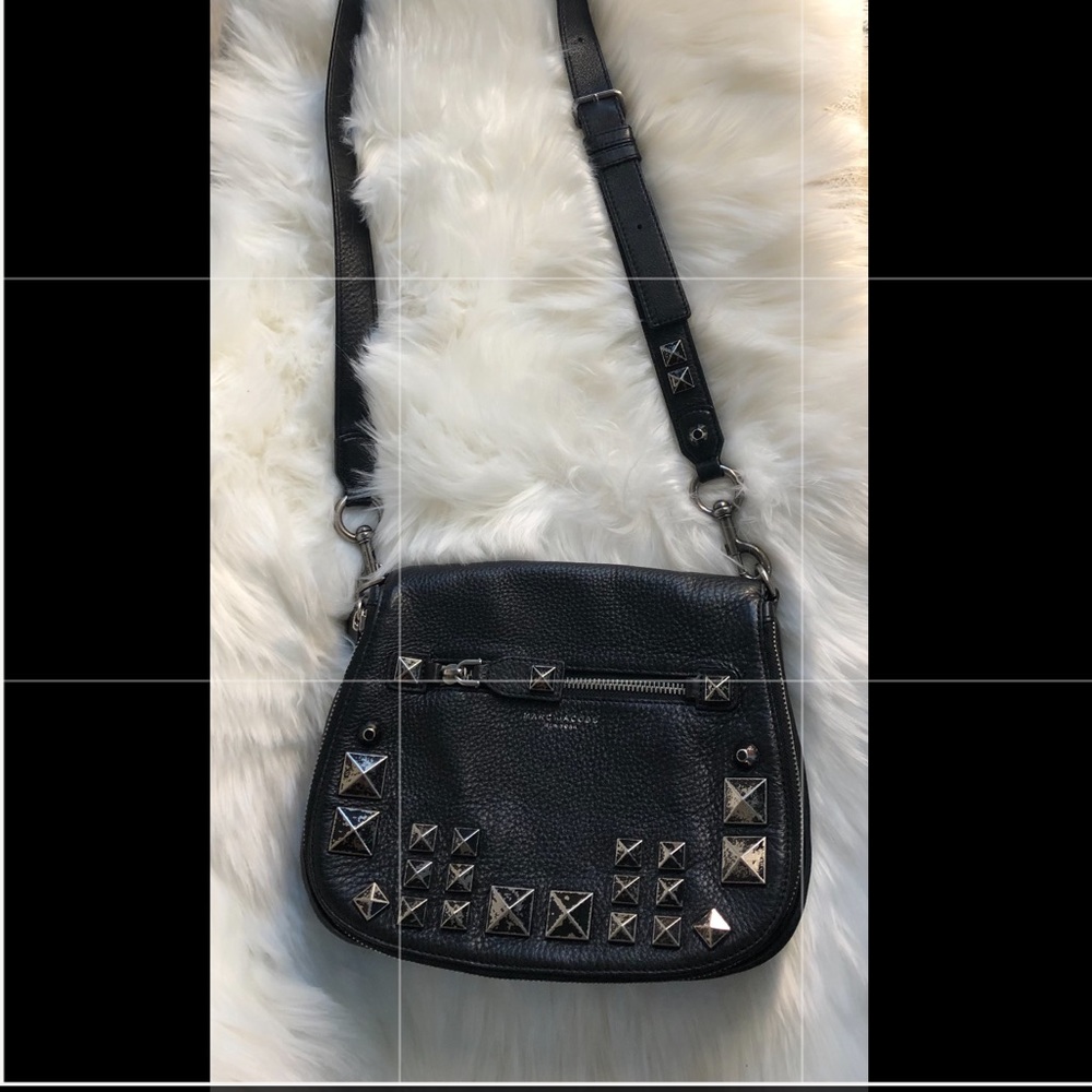 Marc Jacobs “Recruit” Black Leather Studded Crossbody Bag - RARE - Picture 4 of 8